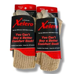 Xelero By Instride Comfort Care Socks Size M Antimicrobial 2 Pair Tan Gray
